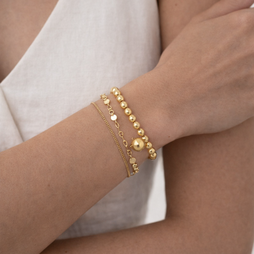 gold ball beaded bracelet